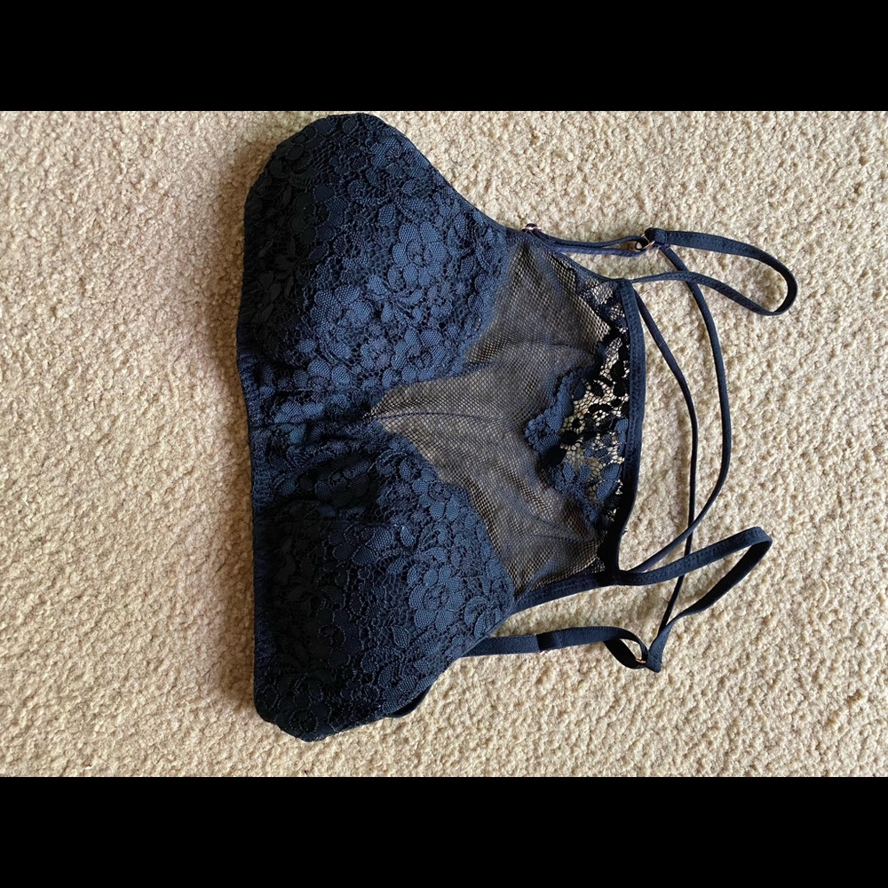 Black lace bralette with a strappy back!